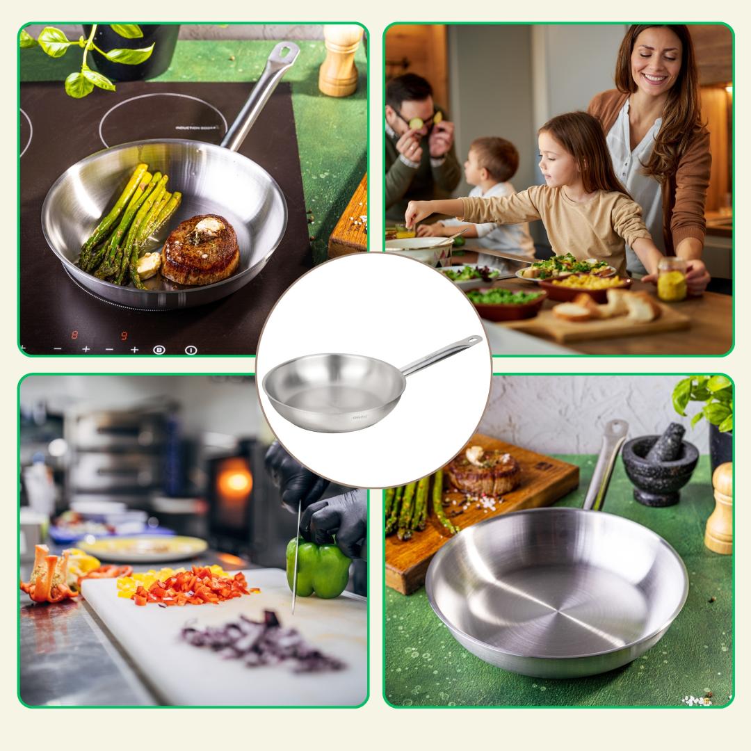Frying – Frying pan, 21ct stainless steel, 20 cm, Kinghoff, KH-2018 - Carlat