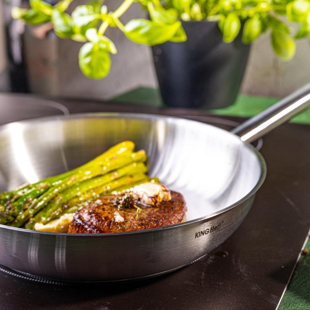 Frying – Frying pan, 21ct stainless steel, 20 cm, Kinghoff, KH-2018 - Carlat