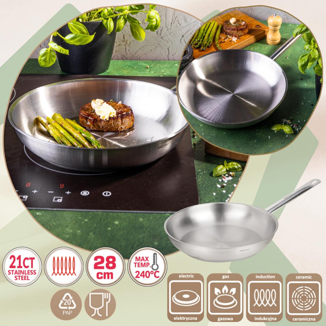 Frying – Frying pan, 21ct stainless steel, 20 cm, Kinghoff, KH-2018 - Carlat