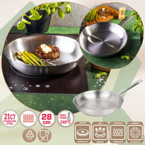 Frying – Frying pan, 21ct stainless steel, 20 cm, Kinghoff, KH-2018 - Carlat