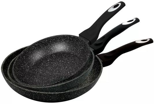 Frying pans – Aluminum Skillets, Black Marble, 3-Piece Set by Klausberg - Carlat