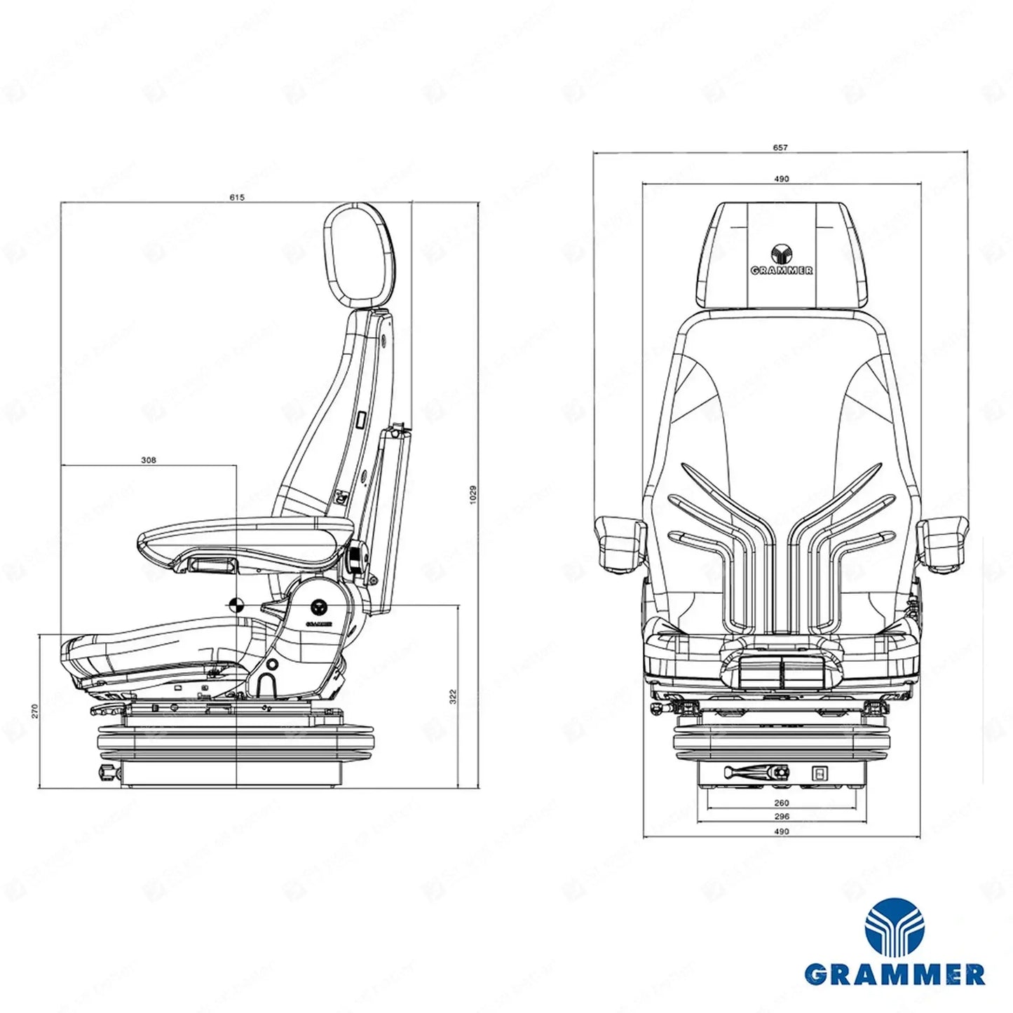Grammer MSG85/722 forklift suspension seat PVC - Grammer Mechanical suspended seat (image 2)