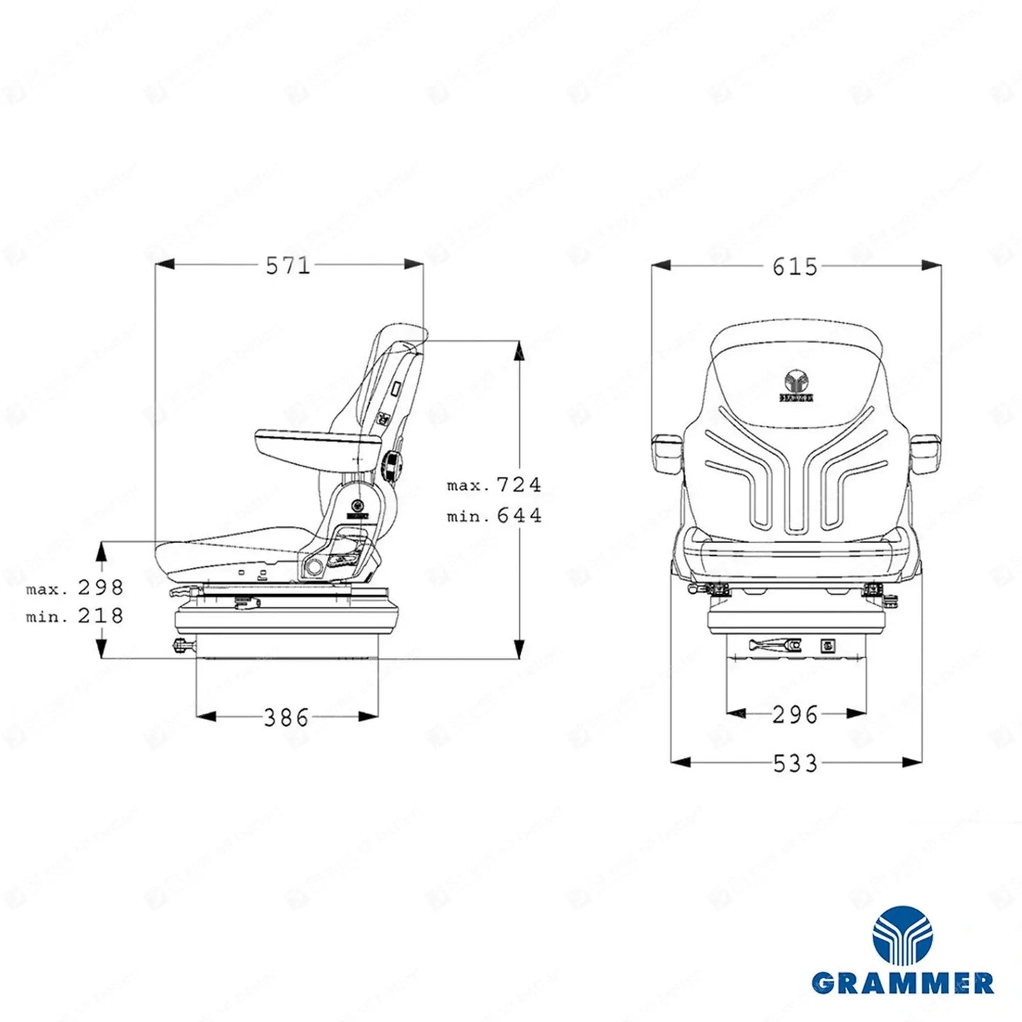 Grammer MSG85/721 forklift suspension seat PVC - Grammer Mechanical suspended seat (image 2)