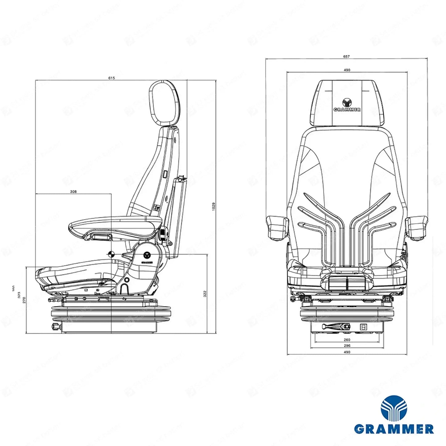 Grammer MSG85/722 construction suspension seat fabric - Grammer Mechanical suspended seat (image 2)