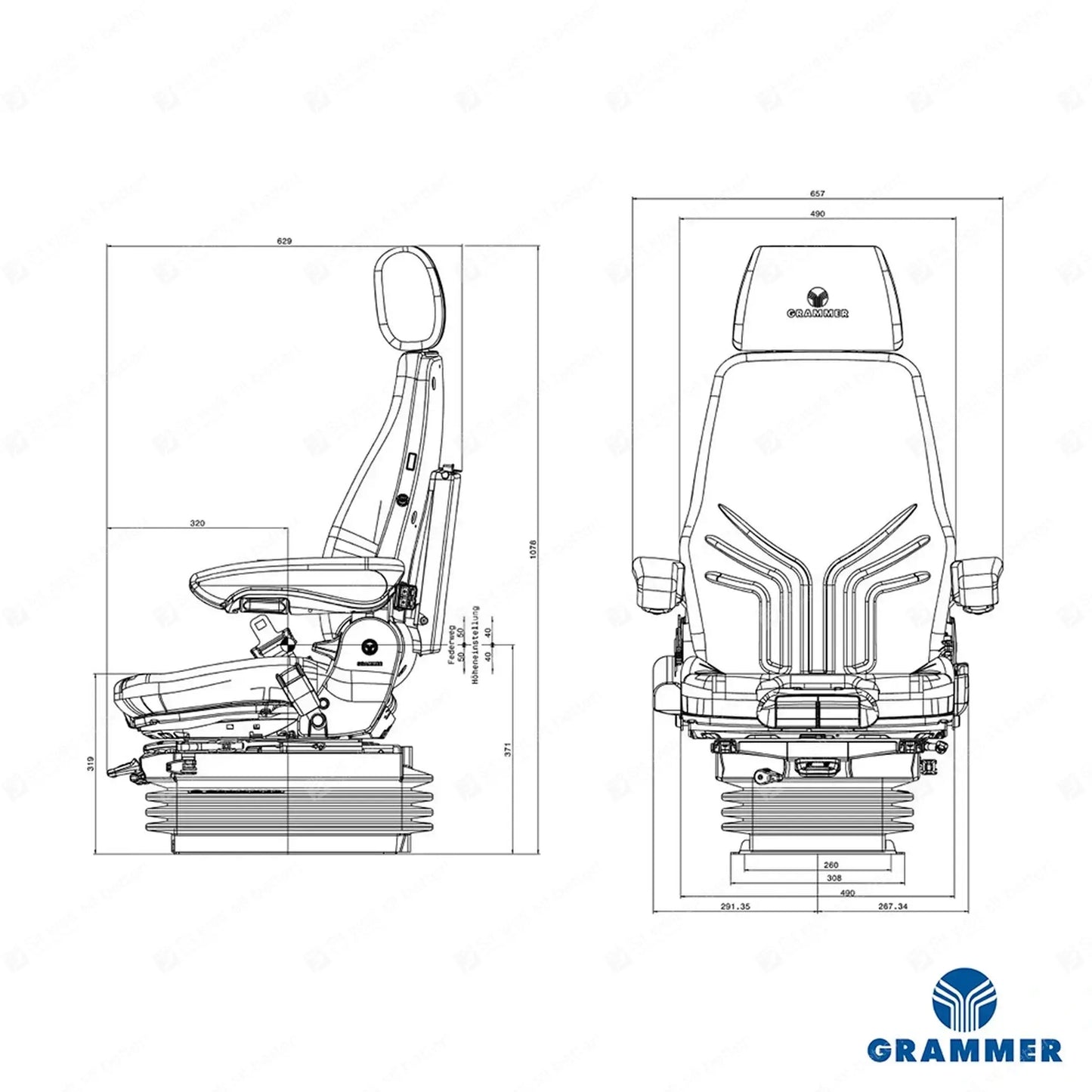 Grammer MSG95G/722 construction air suspension seat fabric - Grammer Vehicle Seat (image 3)