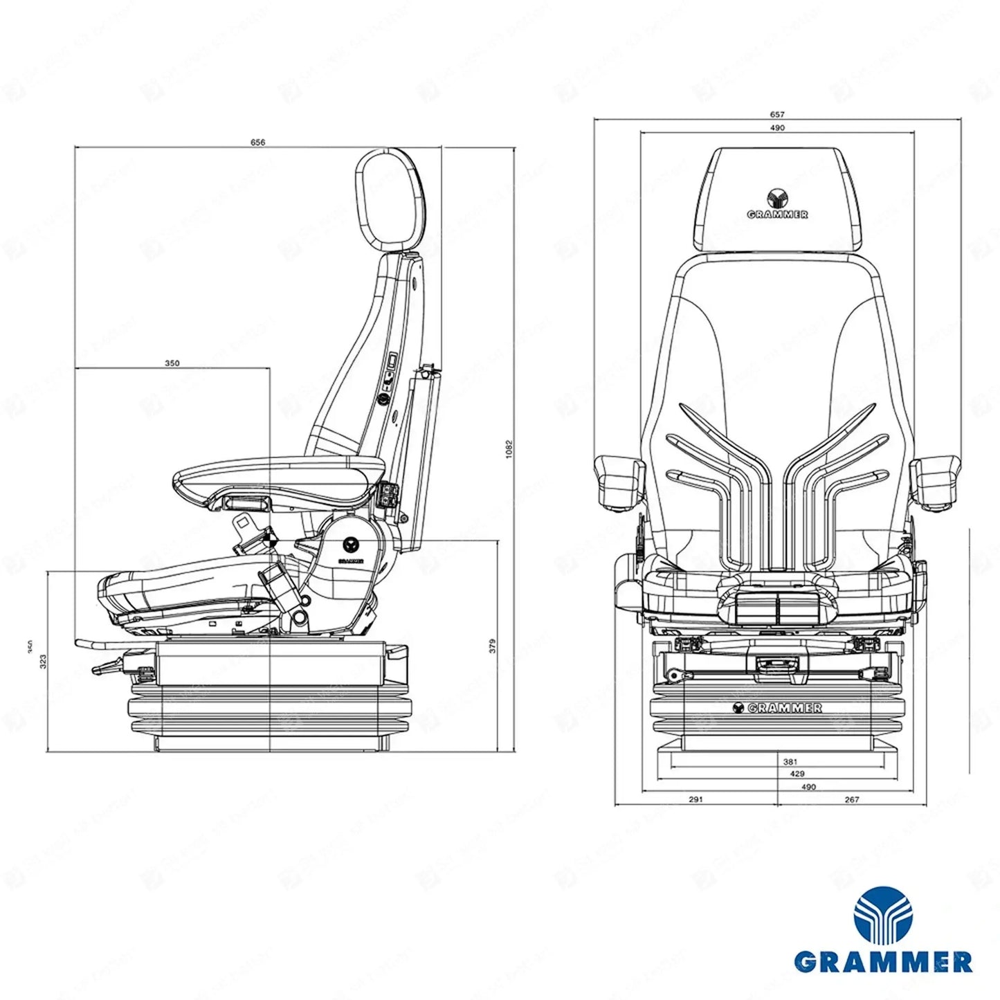 Grammer MSG97AL/722 construction air suspension seat fabric - Grammer Vehicle Seat (image 2)