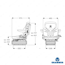 Grammer MSG95G/721 compact machine air suspension seat fabric - Grammer Vehicle Seat (image 2)