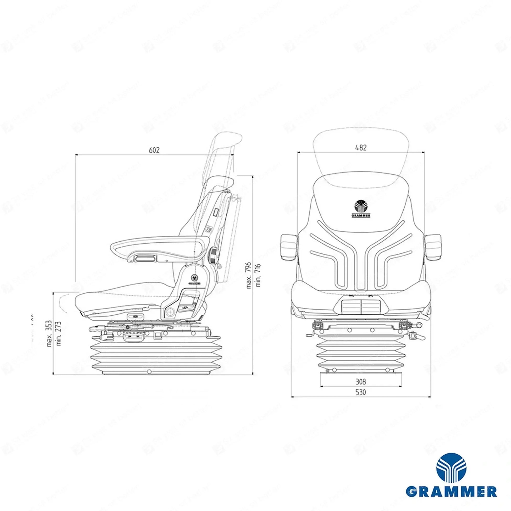 Grammer MSG95AL/73 forklift air suspension seat fabric - Grammer Vehicle Seat (image 2)