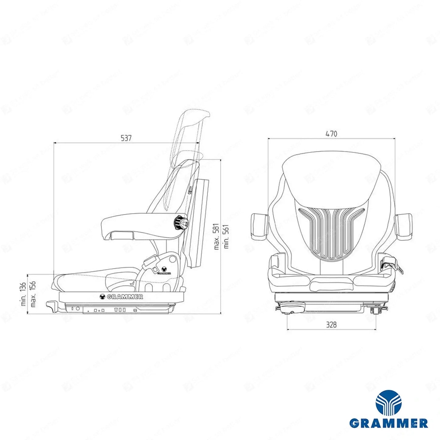Grammer MSG65/521 forklift suspension seat fabric - Grammer Mechanical suspended seat (image 2)