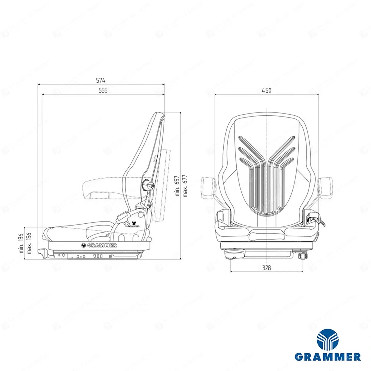 Grammer MSG65/522 forklift suspension seat fabric - Grammer Mechanical suspended seat (image 2)