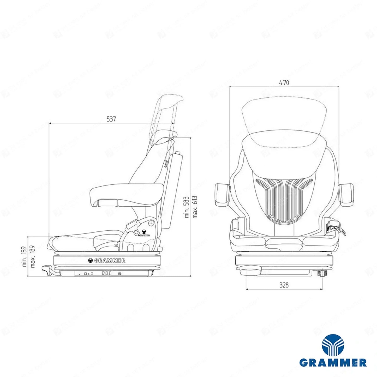 Grammer MSG75GL/521 compact machine air suspension seat fabric - Grammer Vehicle Seat (image 2)
