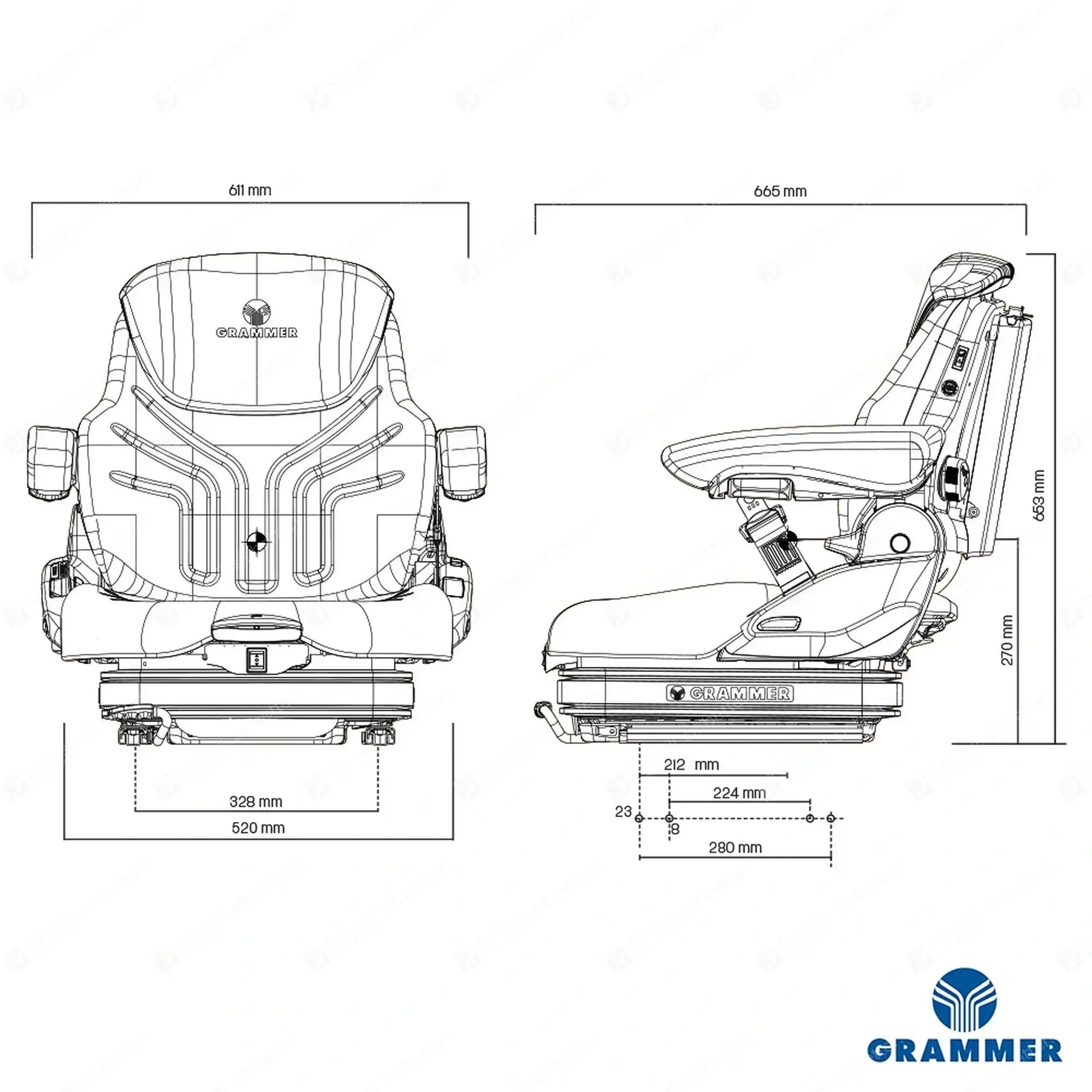 Grammer MSG75EL/2731 forklift air suspension seat fabric - Grammer Vehicle Seat (image 2)