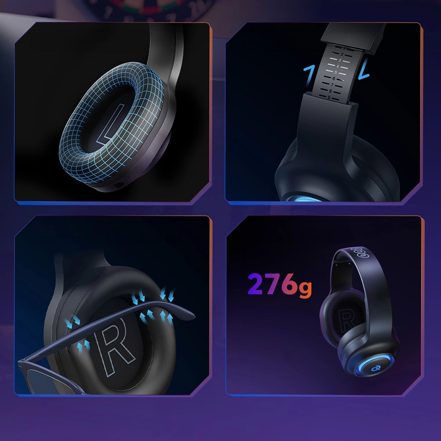 Gaming headphones, 7.1 sound, detachable microphone, 3 connection modes - Carlat