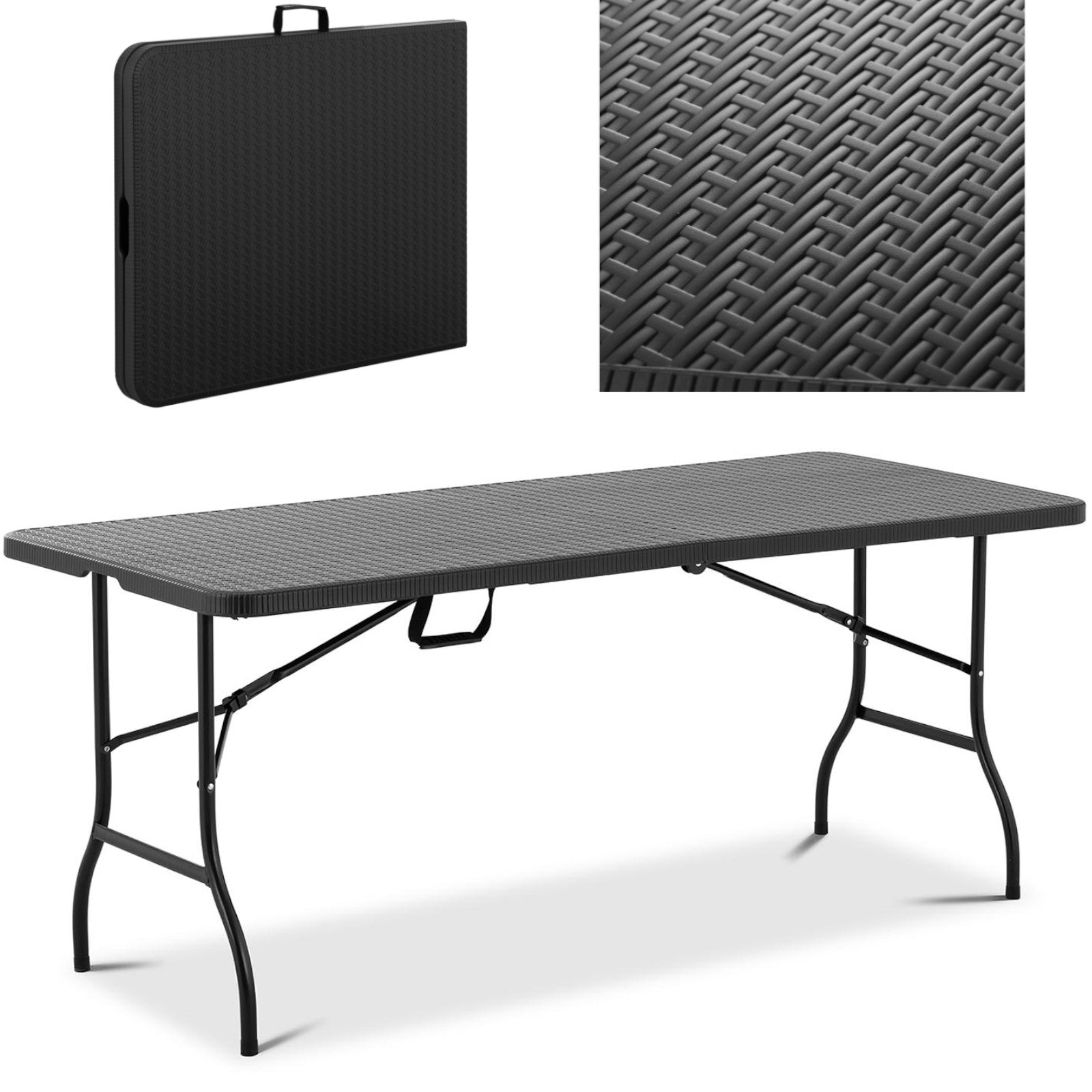 Garden catering table folding up to 150 kg 1830 x 750 x 740 mm black - Carlat