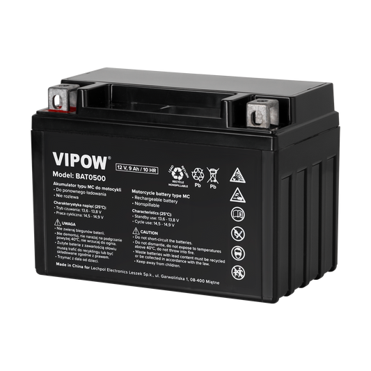 Gel batteries – VIPOW MC-Type Battery for Motorcycles, 12V 9Ah - Carlat