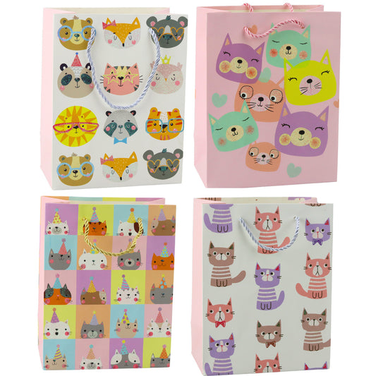 Glitter Cat Paper Gift Bag, 23 x 18 x 10.5 cm - Carlat