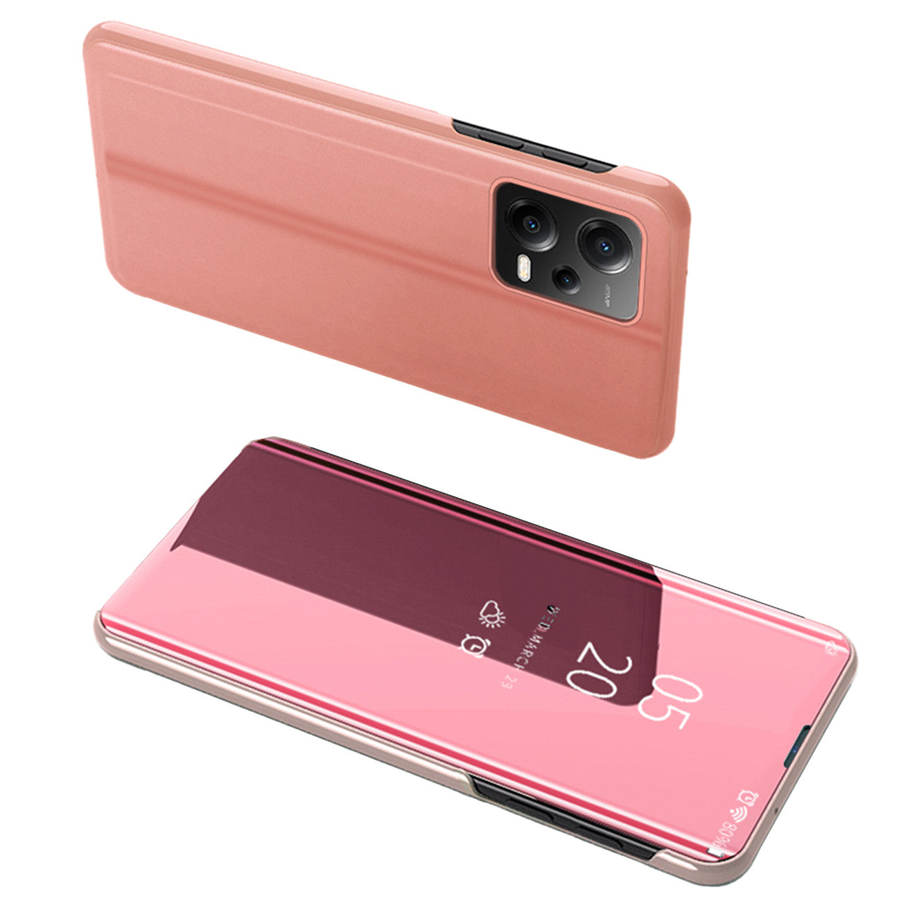 Glossy Flip Case for Xiaomi Redmi Note 12 5G / Poco X5 Pro 5G Clear View Case Pink - Carlat