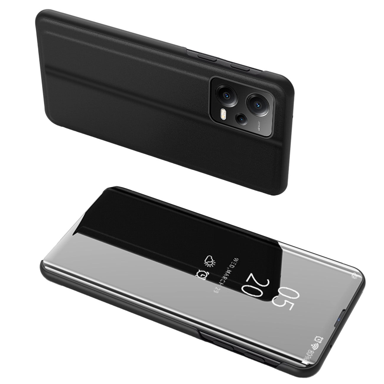 Glossy Flip Case for Xiaomi Redmi Note 12 Pro / Poco X5 Pro 5G Clear View Case Black - Carlat