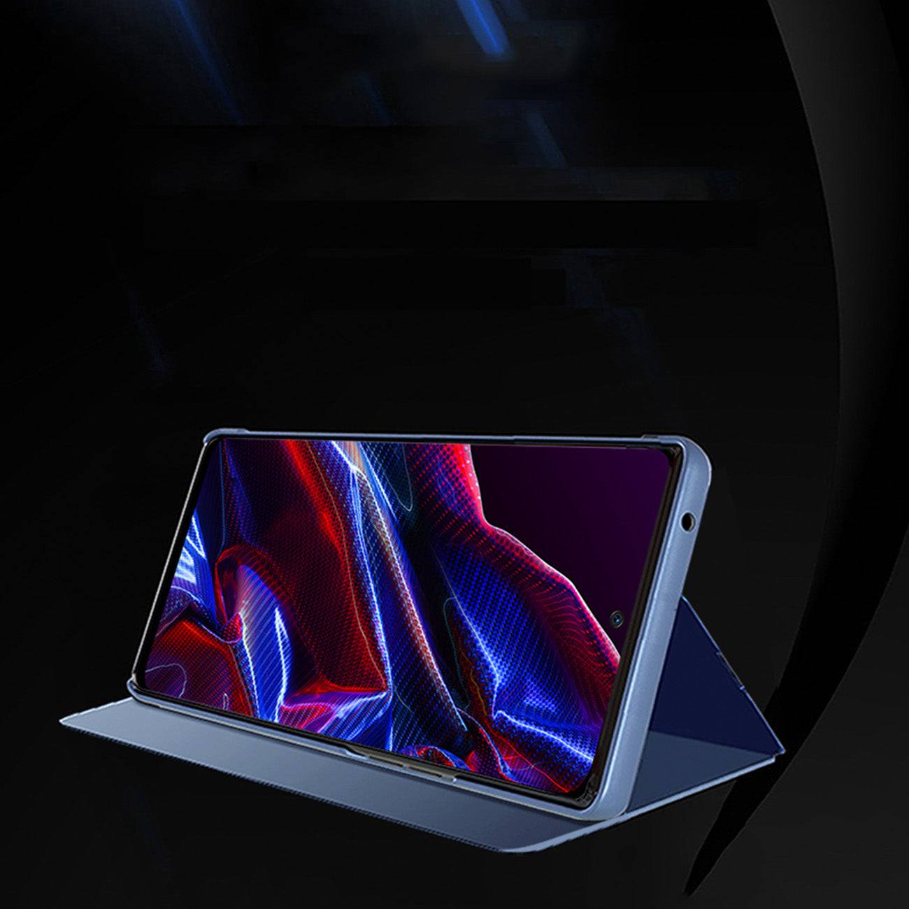 Glossy Flip Case for Xiaomi Redmi Note 12 Pro / Poco X5 Pro 5G Clear View Case Black - Carlat