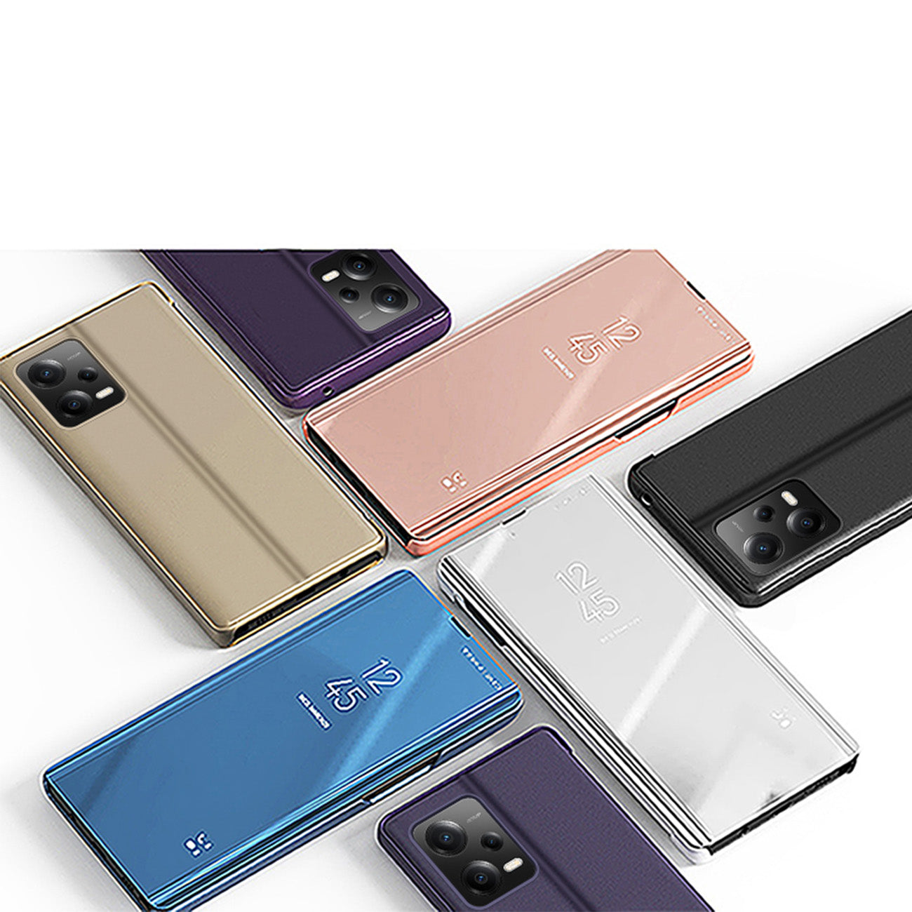 Glossy Flip Case for Xiaomi Redmi Note 12 Pro / Poco X5 Pro 5G Clear View Case Black - Carlat