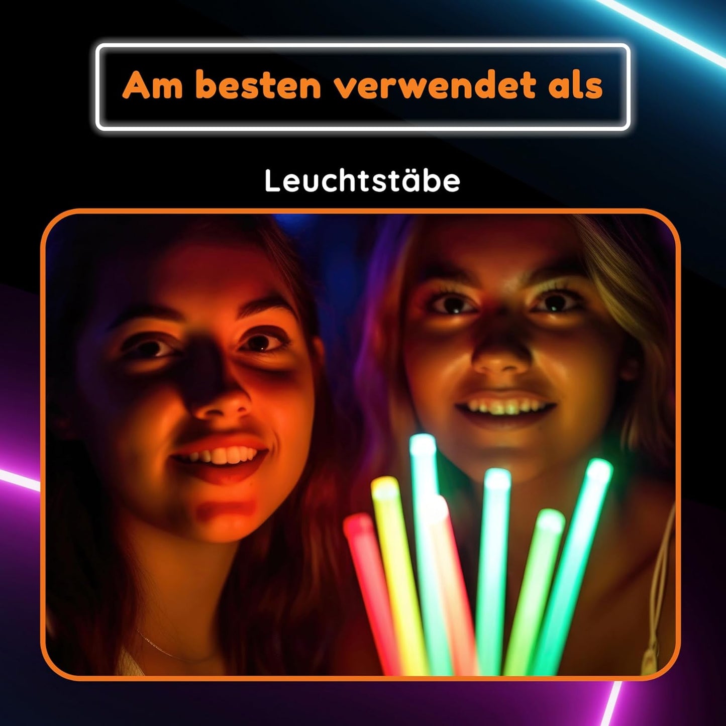 Glow Fever Glow Sticks Party Set - 25 cm Party Glow Sticks for Outdoors, Glow-in-the-Dark Party, Neon Party & More Glow Sticks by Party Dragon - Mixed, Pack of 100 - Carlat