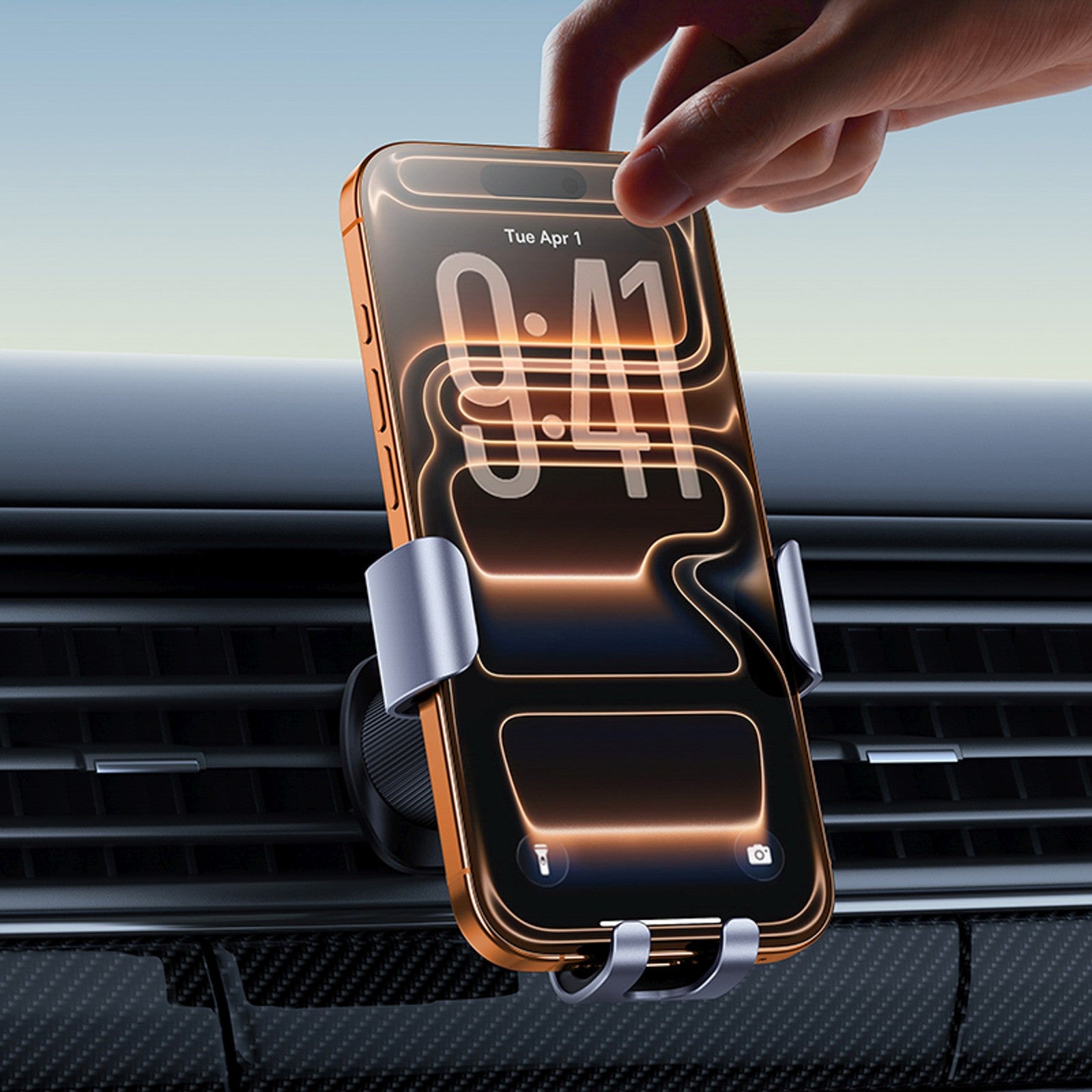 Gravity car holder for a smartphone on the air vent - gray - Carlat