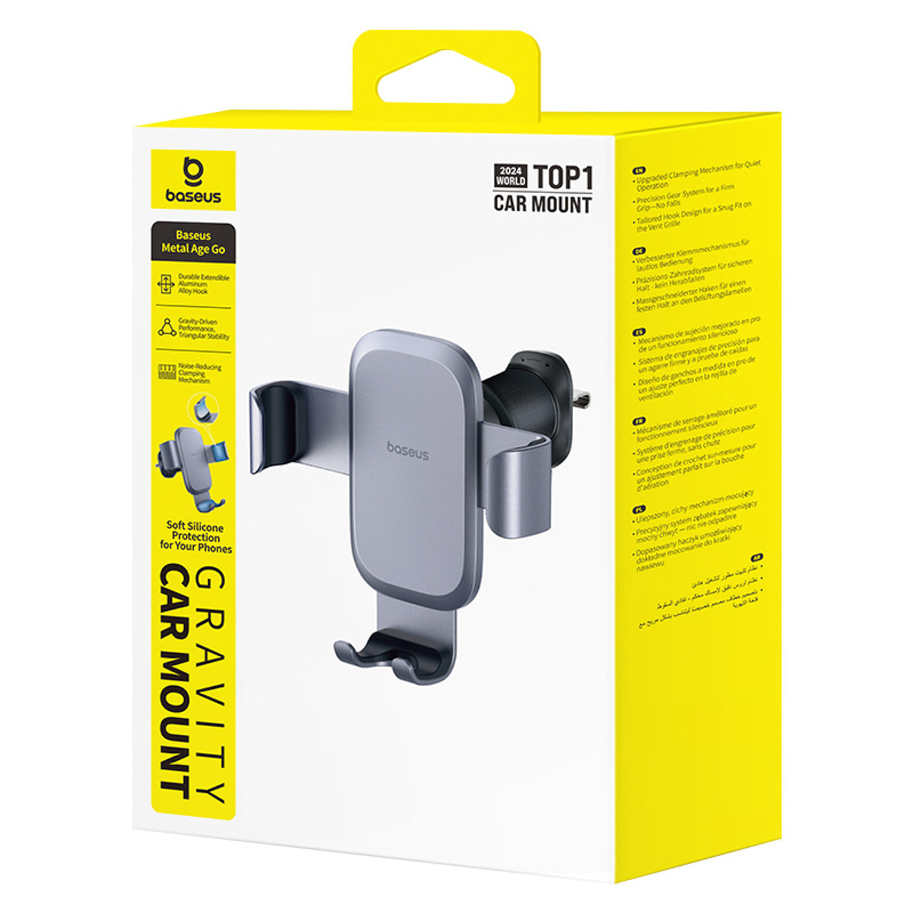 Gravity car holder for a smartphone on the air vent - gray - Carlat