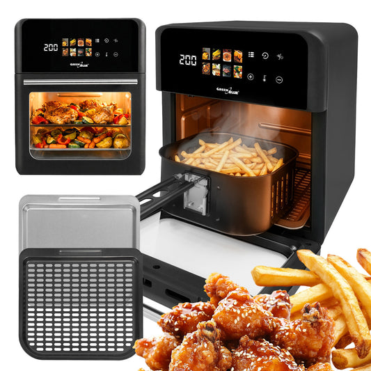 GreenBlue AIR FRYER Oil-Free Air Fryer, 1800W, 10-liter capacity, 8 programs, accessories, TIMER, GB950 - Carlat