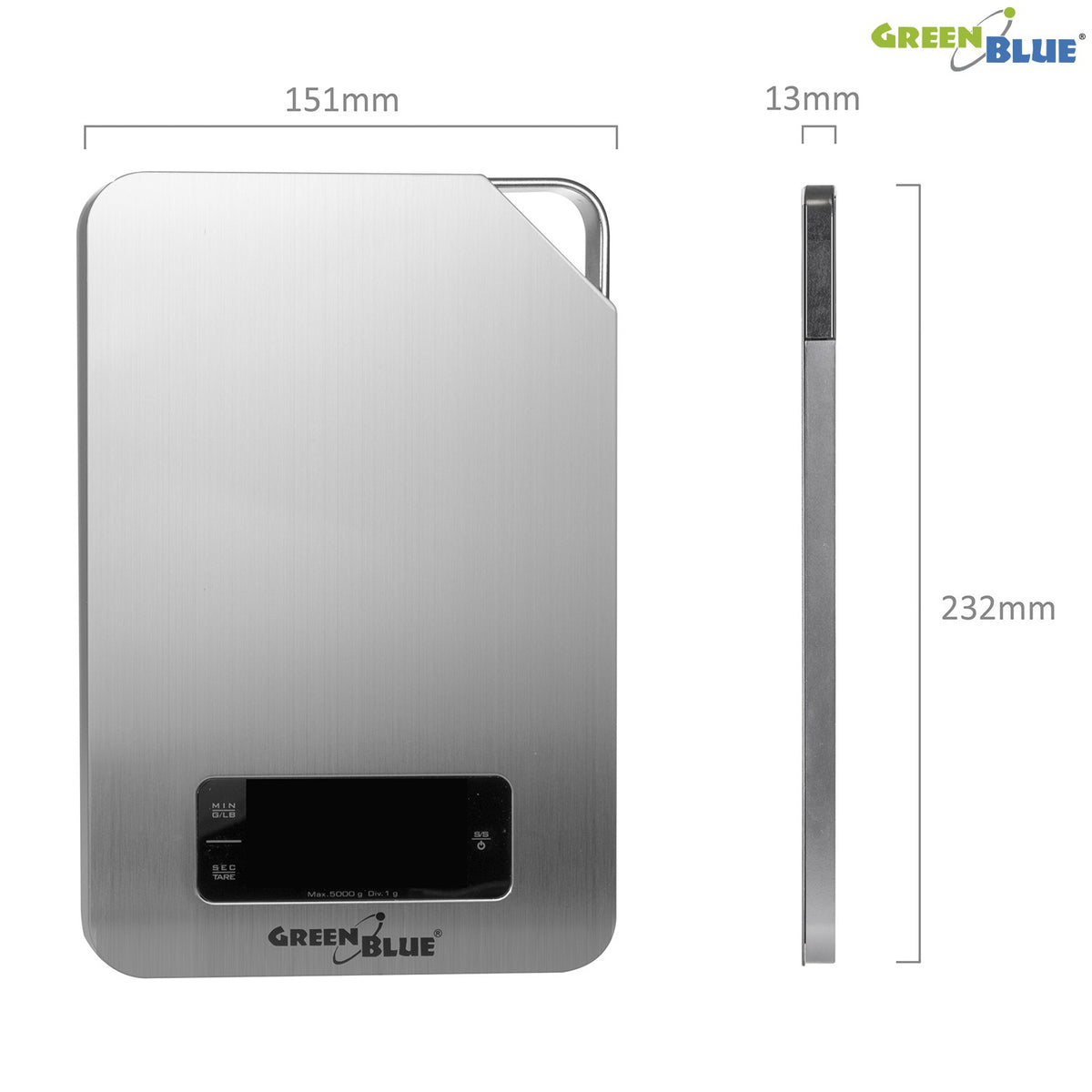 GreenBlue GB170 Digital Kitchen Scale with Timer, min. 1 g, max. 5,000 g - Carlat