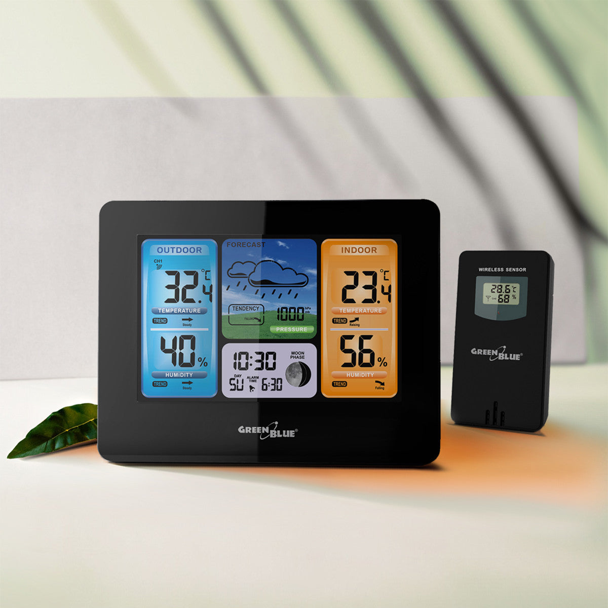 GreenBlue GreenBlue Wireless Weather Station, Color Display, with DCF System and Moon Phases, GB526 – image 6