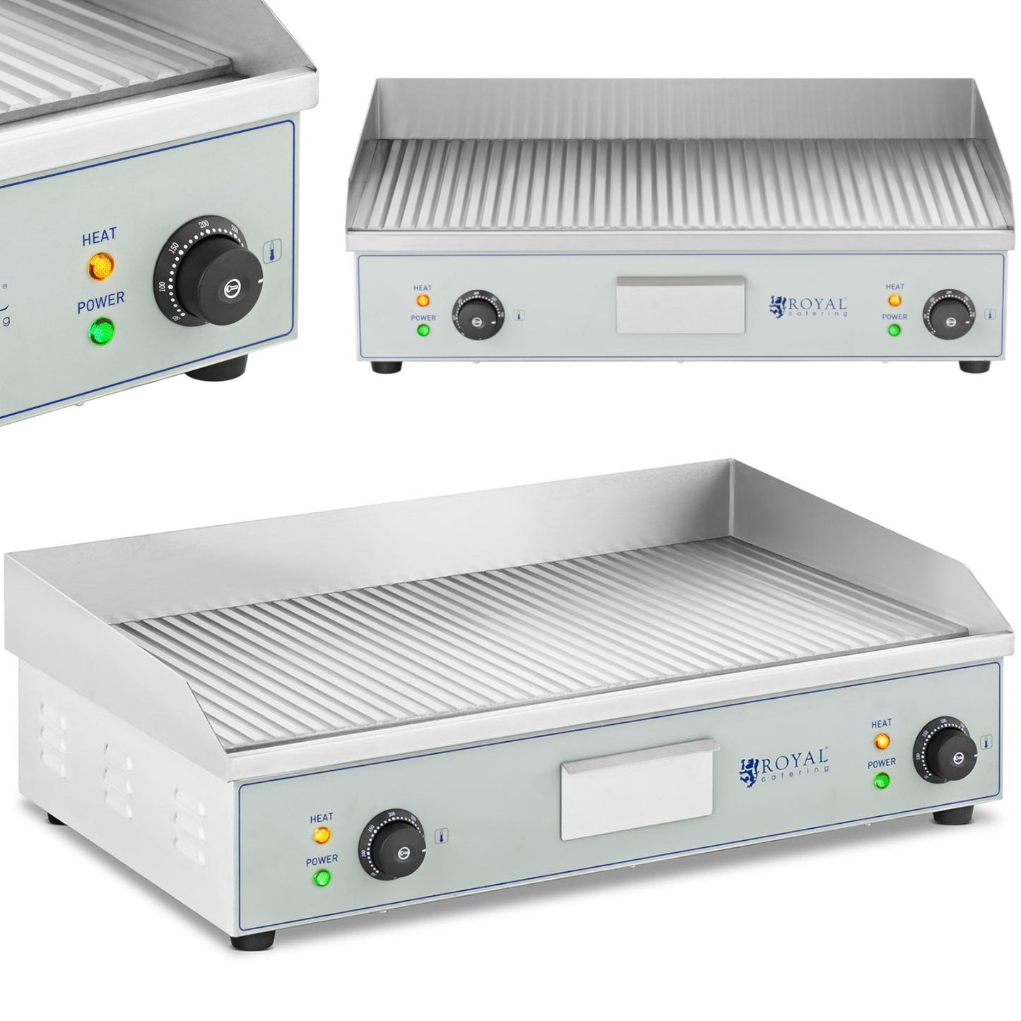 Grilled electric grill plate double-fitted 400 x 730 mm 2 x 2000 W - Carlat