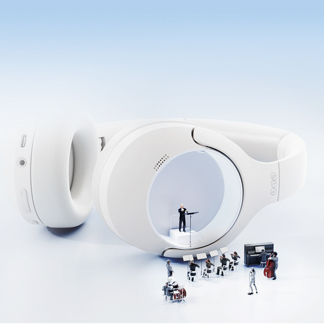 H3 Lite ANC Bluetooth wireless over-ear headphones - white - Carlat