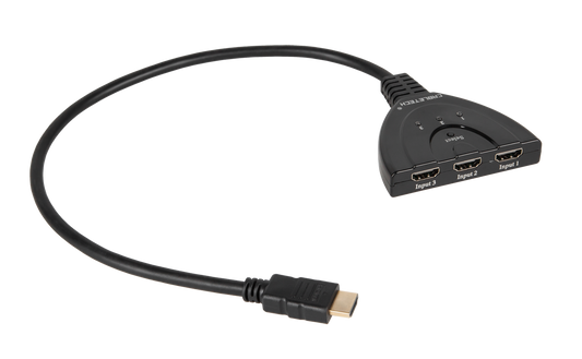 HDMI switch connector on a cable with 1 output and 2 inputs - Carlat
