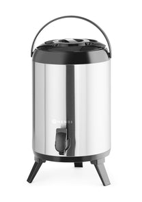 HENDI Drinks Dispenser for Hot and Cold Drinks, Drip-Free Tap, Temperature Resistant from -10° to 100°C, Water Dispenser, Insulated Jug, Airpot, 9L, Diameter 226 x (H) 360 mm, Stainless Steel, PU - Carlat