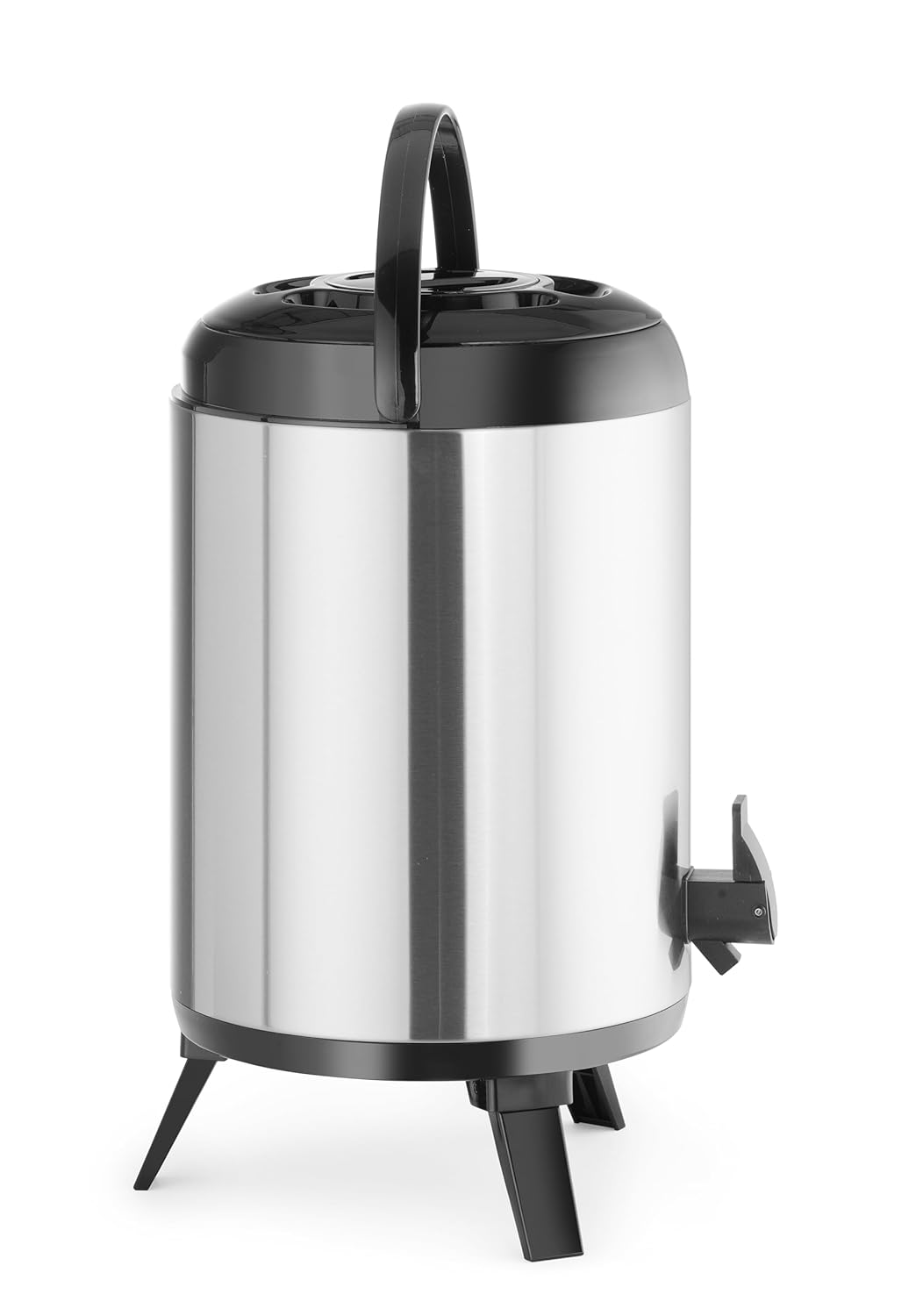 HENDI Drinks Dispenser for Hot and Cold Drinks, Drip-Free Tap, Temperature Resistant from -10° to 100°C, Water Dispenser, Insulated Jug, Airpot, 9L, Diameter 226 x (H) 360 mm, Stainless Steel, PU - Carlat