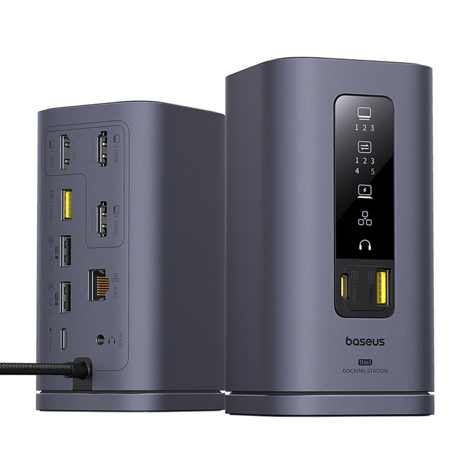 HUB 11in1 docking station USB-C USB-A HDMI RJ45 Minijack 3.5mm - gray - Carlat