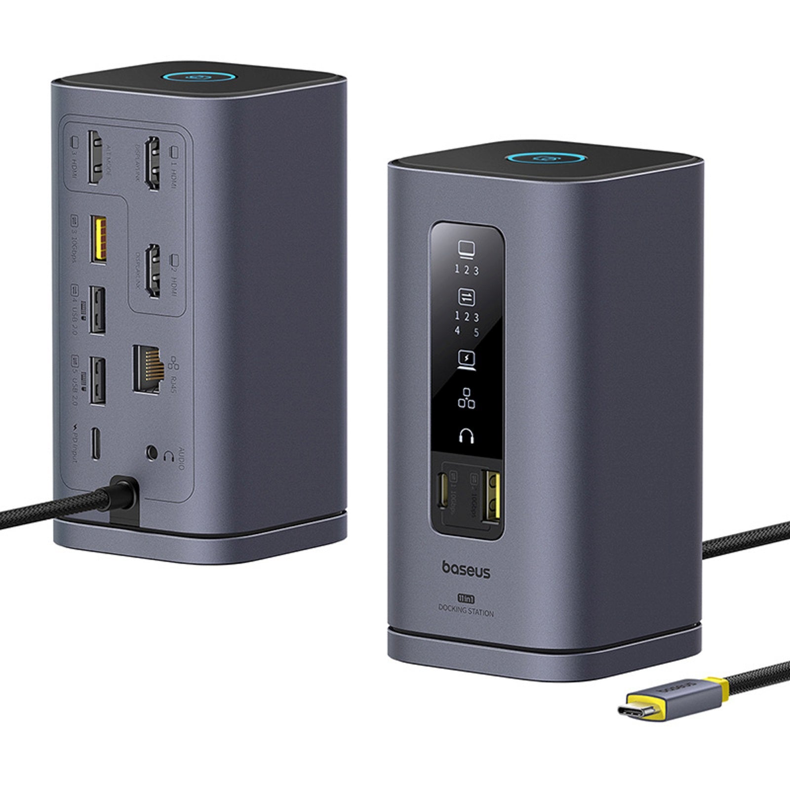 HUB 11in1 docking station USB-C USB-A HDMI RJ45 Minijack 3.5mm - gray - Carlat