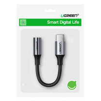 Headphone adapter mini jack 3.5 mm (female) - USB-C (male) 10 cm - gray - Carlat