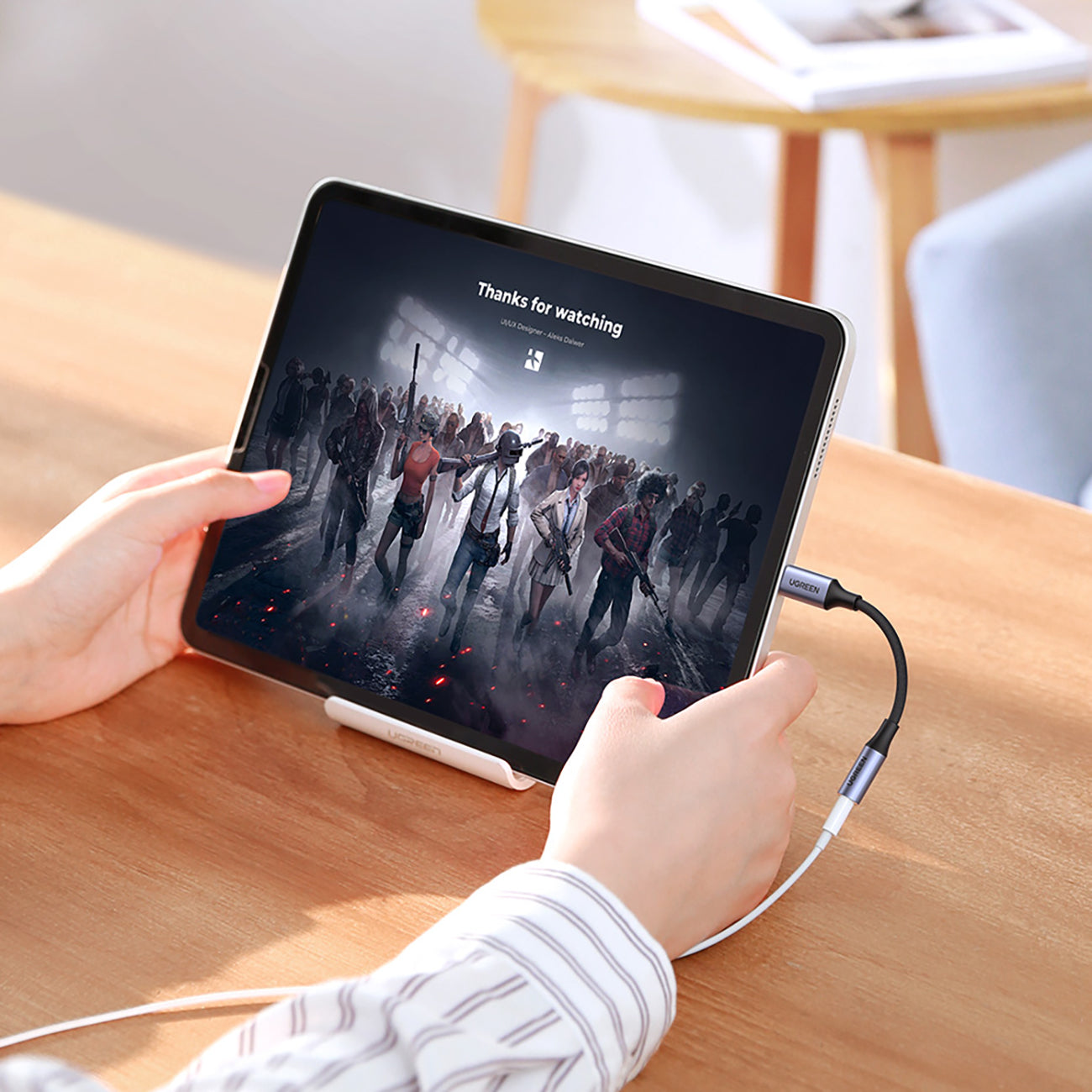 Headphone adapter mini jack 3.5 mm (female) - USB-C (male) 10 cm - gray - Carlat