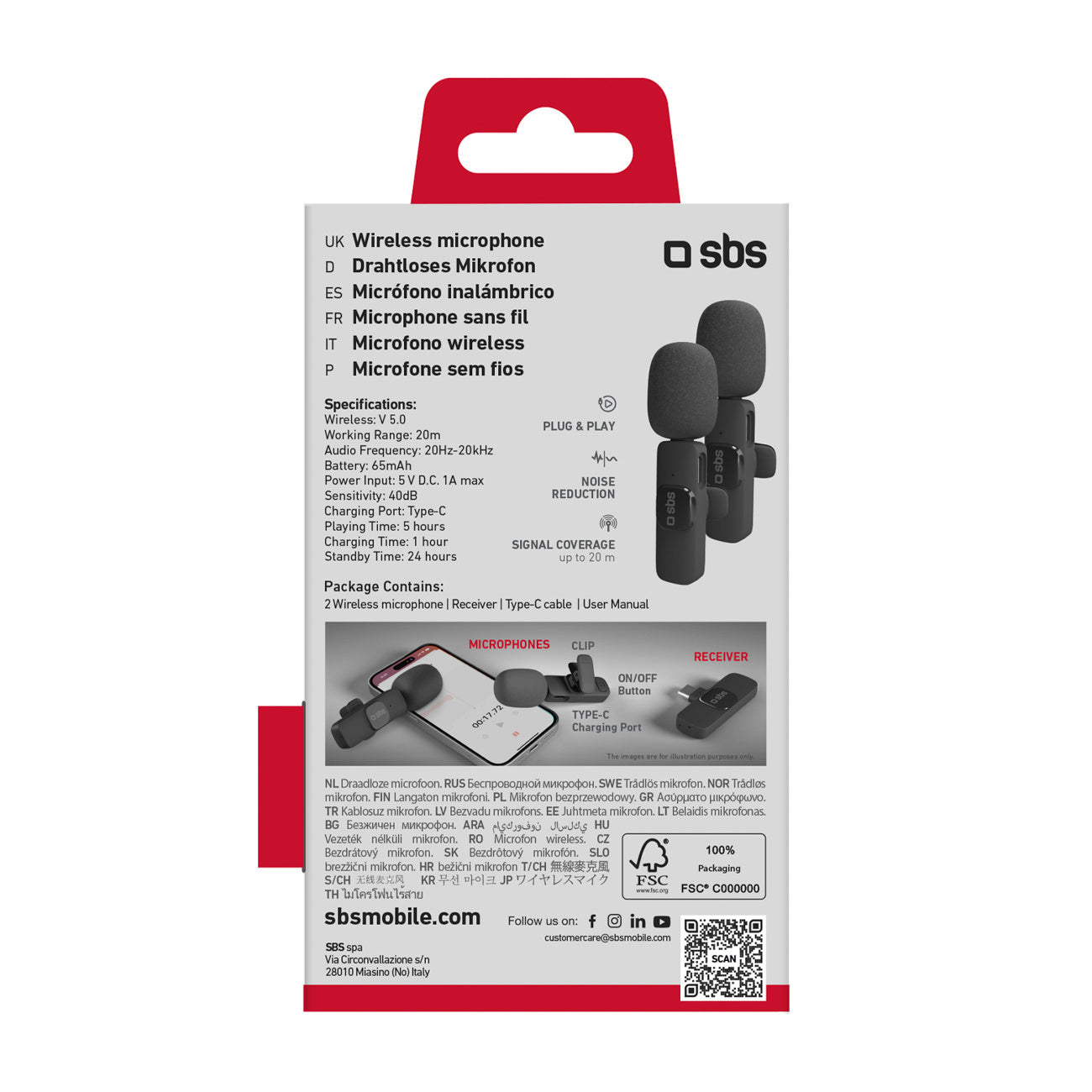 Headphones – Wireless lavalier microphones with USB-C receiver, black - Carlat