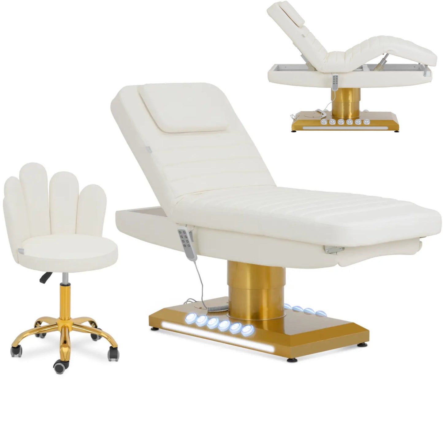 Heated SPA beauty chair with 3 motors 200 kg SAVONA - white and gold - Carlat