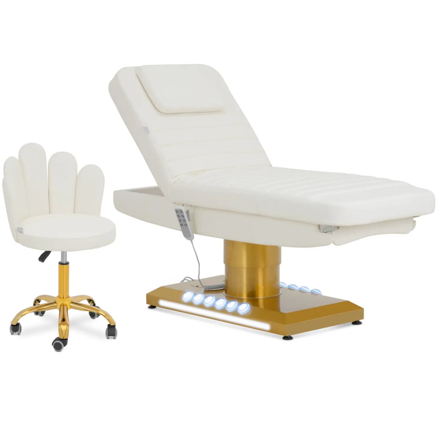 Heated SPA beauty chair with 3 motors 200 kg SAVONA - white and gold - Carlat