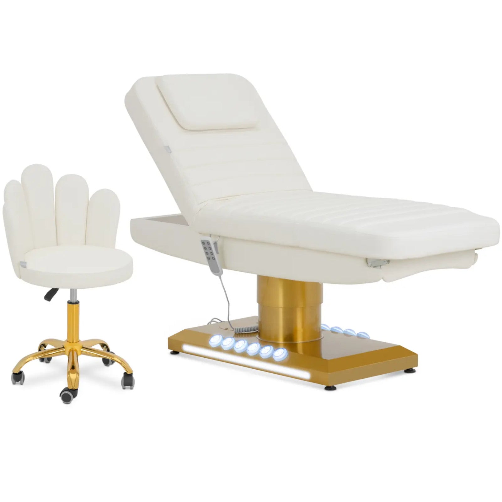 Heated SPA beauty chair with 3 motors 200 kg SAVONA - white and gold - Carlat