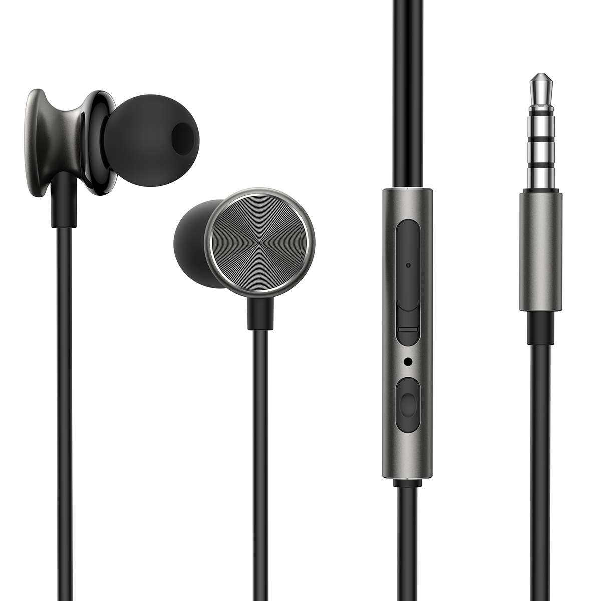 HiFi Wired Series JR-EW03 dark gray in-ear headphones with strong - Carlat