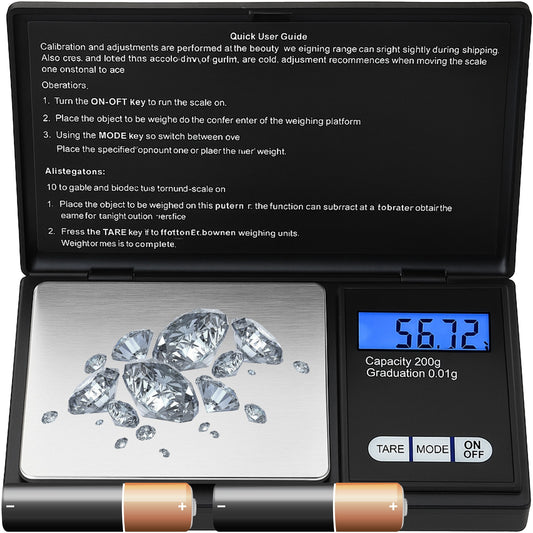 High-Precision Electronic Jewelry Scale, 0.01–200 g, LCD Display - E055 - Carlat