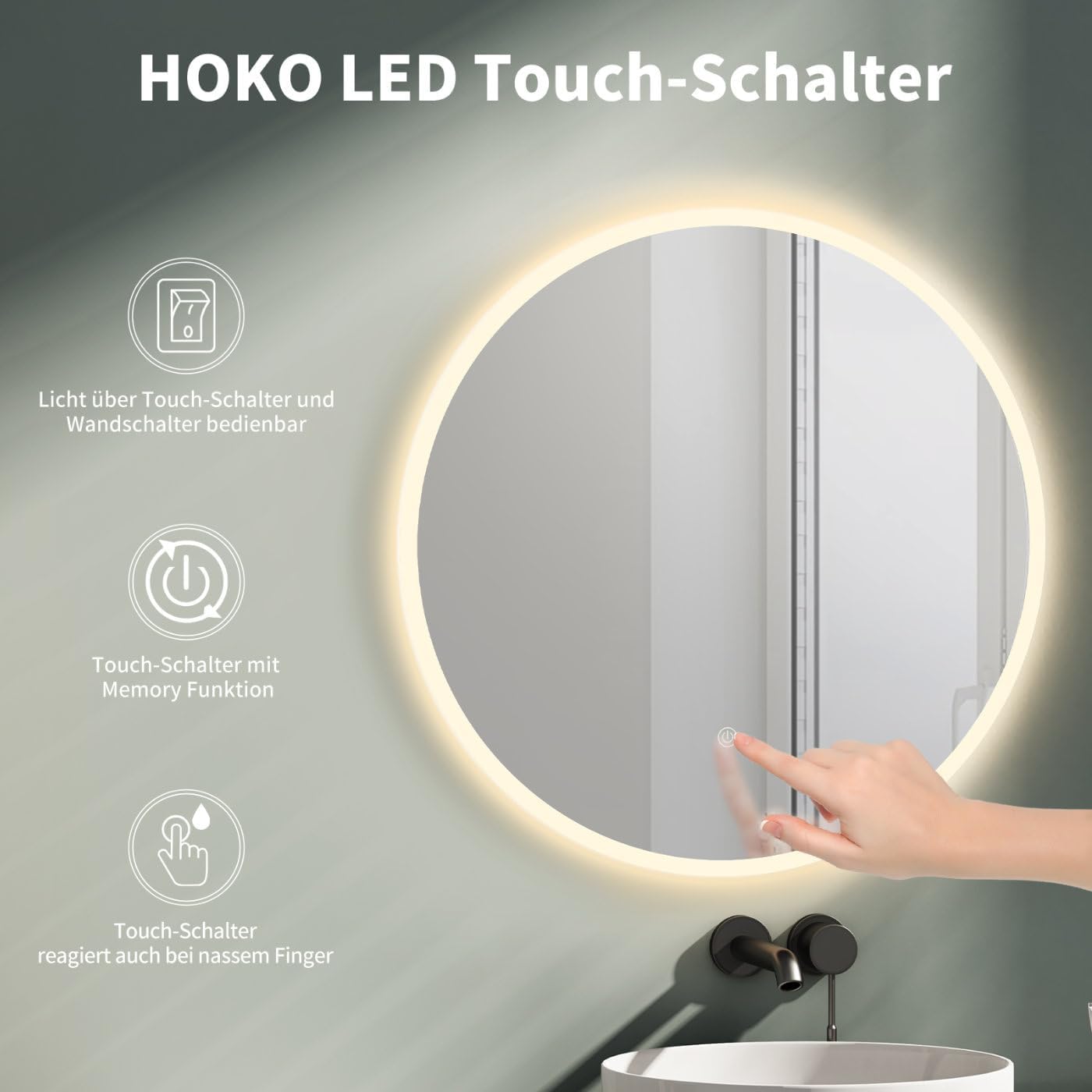 Hoko® 019 Series Round Bathroom Mirror - Carlat
