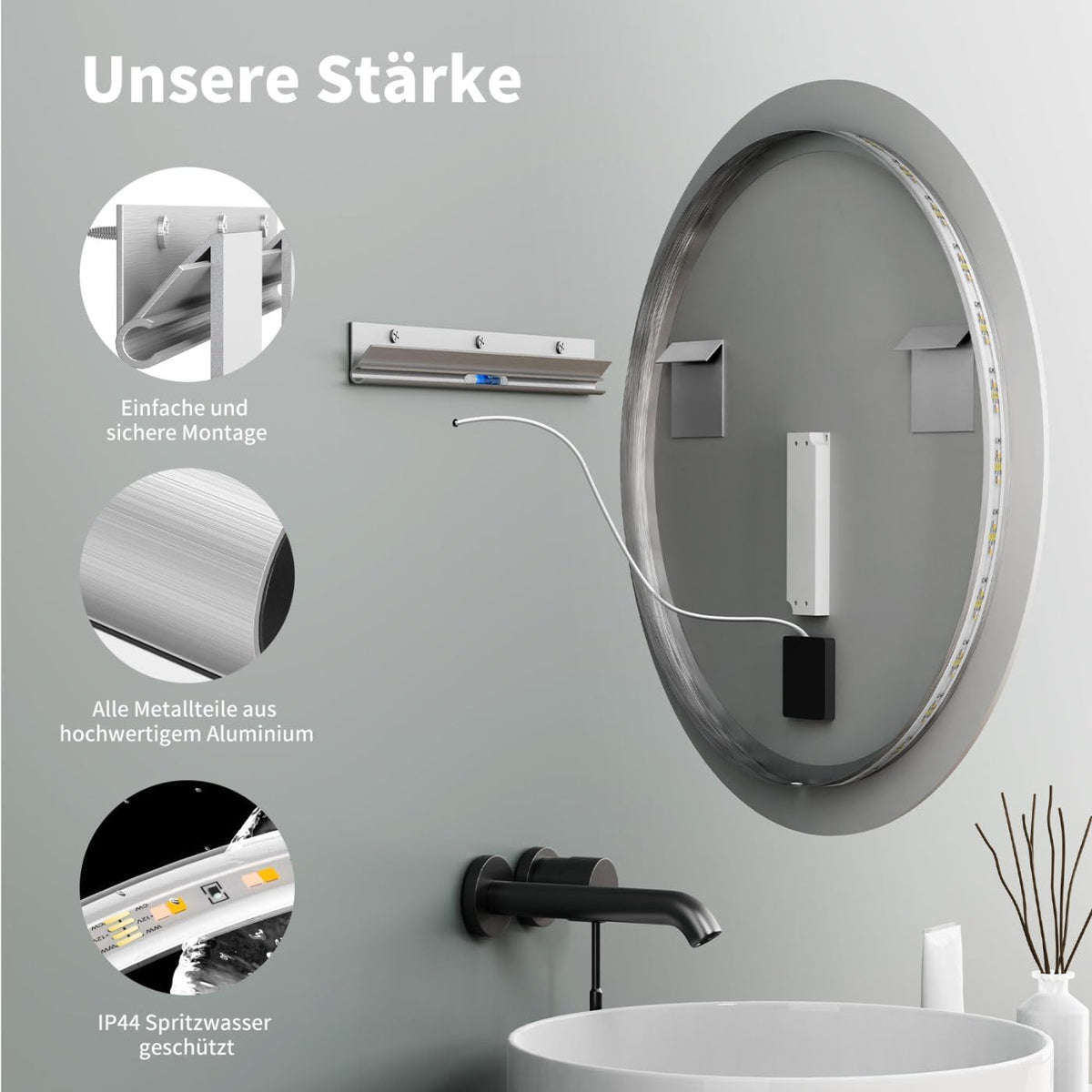 Hoko® 019 Series Round Bathroom Mirror - Carlat