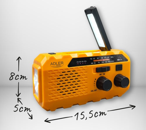 Home, kitchen, construction, and portable – AD 1197 Hand-crank solar radio - Carlat