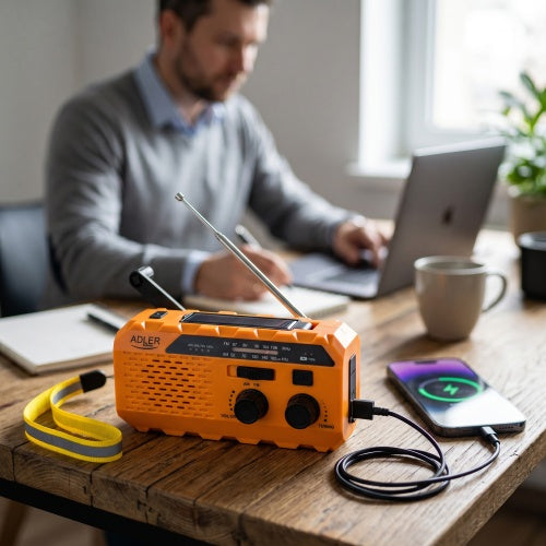 Home, kitchen, construction, and portable – AD 1197 Hand-crank solar radio - Carlat