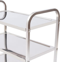 HongKKon Serving Trolley, 3 Tier Stainless Steel Service Trolley 85 x 45 x 90 cm Kitchen Trolley with 4 Universal Wheels & Brake, Food Trolley for Restaurants, Libraries, Kitchens, Living Rooms - Carlat